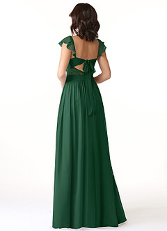 Azazie Lissa Bridesmaid Dresses Dark Green A-Line Lace Chiffon Dress image5