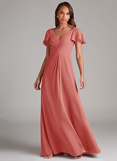 Azazie Soren Bridesmaid Dresses Antique Rose A-Line Ruched Chiffon Dress image5