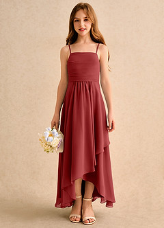 Azazie Twilight Dance Girls Formal Blumenmädchenkleider A-Linie Plissee Chiffon Kleid Rost image3