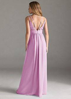 Azazie Maren Allure Junior Candy Pink A-Line Lace Chiffon Dress image5