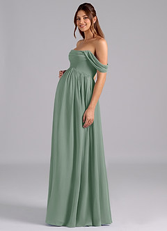 Azazie Saige Abiti da damigella d'onore premaman Abito A-Line Plissettato Chiffon Floor-Length image5
