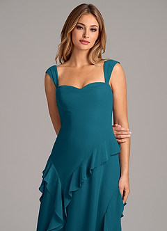 Azazie Sloane Bridesmaid Dresses Ink Blue A-Line Sweetheart Neckline Chiffon Dress image7