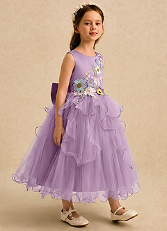 Azazie Savannah Flower Girl Dresses Wisteria Ball-Gown Lace Tulle Dress image4