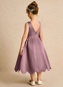 Azazie Macaroon vestidos de niña de las flores Vestido de Malva Vintage de Satin Mate de Princesa con Lazo image3