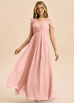 Azazie Emma Junior Robe Trapèze en Mousseline de soie Plissée Rosette image4