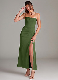 Azazie Leonis Bridesmaid Dresses Olive Mermaid Strapless Chiffon Convertible Dress image1