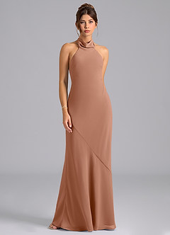 Azazie Velli Bridesmaid Dresses Bronzer Mermaid Bow Chiffon Dress image6