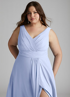 Azazie Karina Bridesmaid Dresses Ice A-Line Pleated Chiffon Dress image16