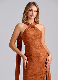Azazie Kinsley Final Sale Black Mermaid Pleated Floral Burnout Dress image7