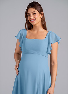 Azazie Bondi Maternity Bridesmaid Dresses A-Line Ruched Chiffon Floor-Length Dress image5