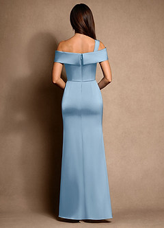 Azazie Altonia Mother of the Bride Dresses Powder Blue Mermaid Off the Shoulder Stretch Satin Dress image3