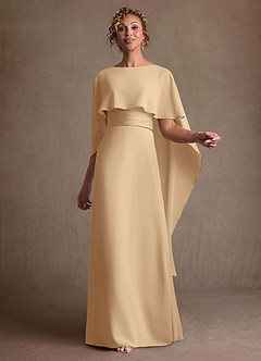 Azazie Marilla Mother of the Bride Dresses Champagne A-Line Pleated Chiffon Dress image1