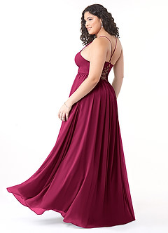Azazie Aaida Bridesmaid Dresses Burgundy A-Line Corset Chiffon Dress image10