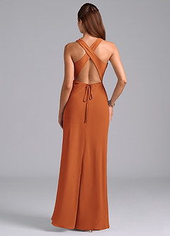 Azazie Evadne Bridesmaid Dresses Cinnamon A-Line Pleated Chiffon Dress image7