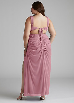 Azazie Jesaphine Bridesmaid Dresses Vintage Mauve Sheath Ruched Mesh Dress image10