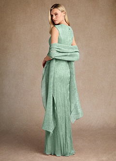 Azazie Salem Mother of the Bride Dresses Aquamarine A-Line Pleated Metallic Mesh Dress image5