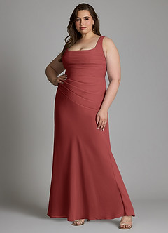 Azazie Agustina Bridesmaid Dresses Terracotta Mermaid Corset Chiffon Dress image8
