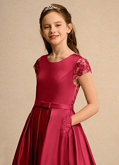 Azazie Bunny Girls Formal Blumenmädchenkleider Ballkleid Spitze Kleid Scharlachrot image4