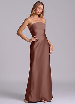 Azazie Ailanie Brudtärnklänningar Klä av Tubklänning i Stretch Satin Axelbandslös Espresso image5