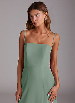 Azazie Wren Robes de demoiselle d'honneur Robe Trapèze Convertible en Mousseline de soie Fente Latérale Sauge D'argent image3