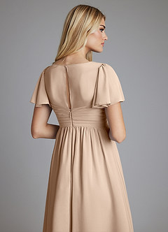 Azazie Verna Maternity Bridesmaid Dresses A-Line V-Neck Ruched Chiffon Floor-Length Dress image6
