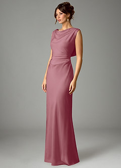 Azazie Kieryn Bridesmaid Dresses Vintage Mauve Mermaid Pleated Stretch Satin Dress image5