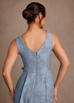 Azazie Luanne vestidos de madre de la novia Vestido de Azul Polvoriento de Devorado Floral de Corte en A con Plisado image6