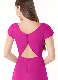 Azazie Hainsly Vestidos de damas de honor Vestido de Fucsia de Gasa de Corte en A con Escote de Corazón image6