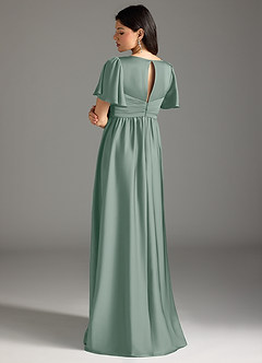 Azazie Verna Maternity Bridesmaid Dresses A-Line Ruched Stretch Satin Floor-Length Dress image2