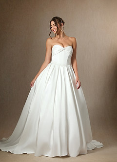 Azazie Desarae Vestidos de novia Vestido de Diamante Blanco de Satén de doble cara de Corte Princesa con Sin tirantes image5