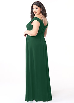Azazie Audrianna Bridesmaid Dresses Dark Green A-Line Off-The-Shoulder Gathered Chiffon Convertible Dress image10