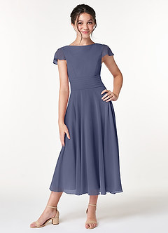 Azazie Payton Junior Stormy A-Line Bow Chiffon Dress image1