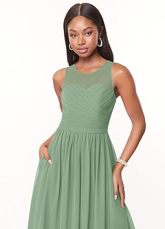 Azazie Nina Bridesmaid Dresses Matcha A-Line Pleated Chiffon Dress image5