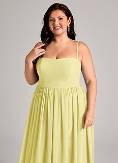 Azazie Calianna Jurken voor bruidsmeisjes Converteerbaar Jurk van Chiffon met A-Lijn Off the Shoulder Citroensorbet image11