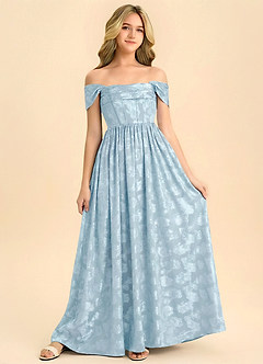 Azazie Hattie Junior Formal Klä av A-Line i Blommig Utbrändhet Plisserad image5