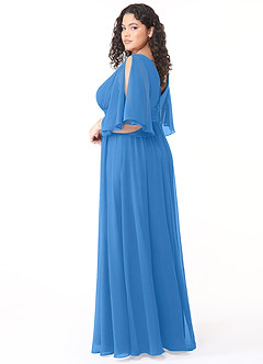 Azazie Temeka Bridesmaid Dresses Blue Jay A-Line Ruched Chiffon Dress image10