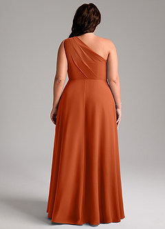 Azazie Phaedra Bridesmaid Dresses Burnt Orange A-Line One Shoulder Chiffon Dress image2