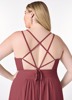 Azazie Farren Bridesmaid Dresses Merlot A-Line Pleated Chiffon Convertible Dress image15
