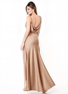Azazie Alaija Bridesmaid Dresses English Rose Mermaid Side Slit Stretch Satin Dress image1