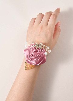front 3PC Matching Color Bridesmaids Wrist Corsage with Pearl Bracelet