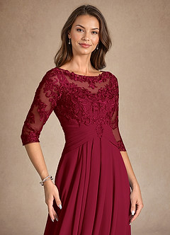 Azazie Marietta Mother of the Bride Dresses Burgundy A-Line Lace Dress image7