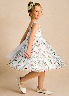 Azazie Peppa Flower Girl Dresses Ivory A-Line Sweetheart Neckline Tulle Dress image4
