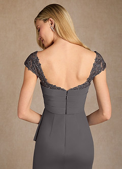 Azazie Belfast Mother of the Bride Dresses Steel Grey Sheath Lace Mesh Dress image6