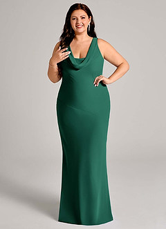 Azazie Rylina Bridesmaid Dresses Emerald Mermaid Pleated Chiffon Dress image10