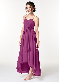 Azazie Catalina Junior Orchid A-Line Ruched Chiffon Dress image3