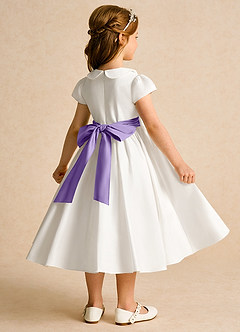 Azazie Deary Flower Girl Dresses Ivory Tahiti A-Line Bow Cotton Dress image4
