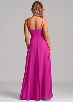 Azazie Elle Robes de demoiselle d'honneur Robe Trapèze en Mousseline de soie Plissée Fuchsia image7