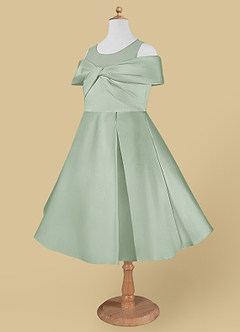 Azazie Shirin vestidos de niña de las flores Vestido de Agave de Satin Mate de Acampanado con Vestidos sin tirantes image7