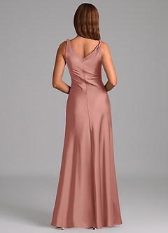 Azazie Nerine Abiti da Damigella Abito A-Line in Raso Elasticizzato Plissettato Rosetta image5