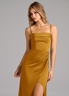 Azazie Aretha Bridesmaid Dresses Butterscotch A-Line Strapless Stretch Satin Convertible Dress image2